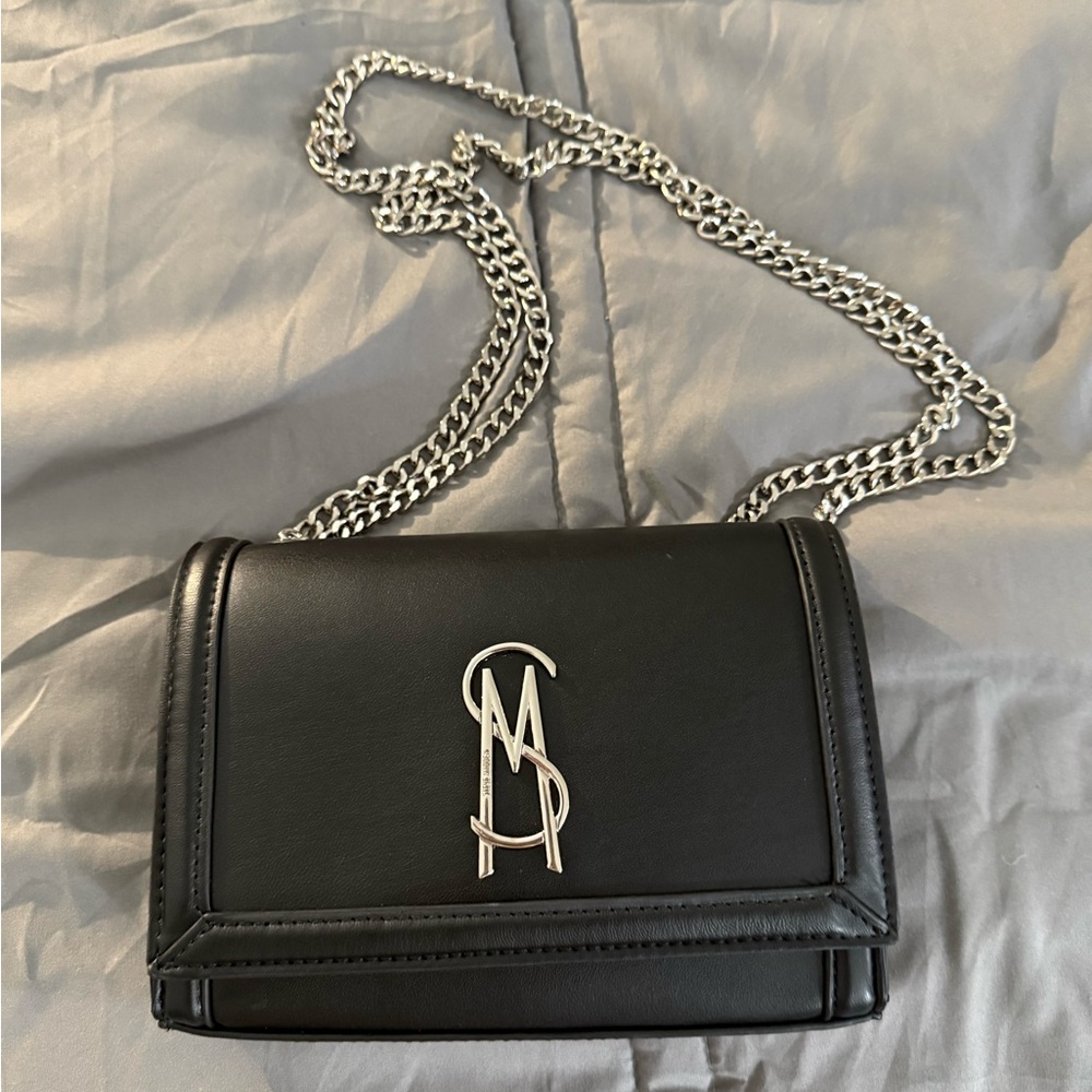 Steve Madden Black Crossbody Bag with Silver Chain